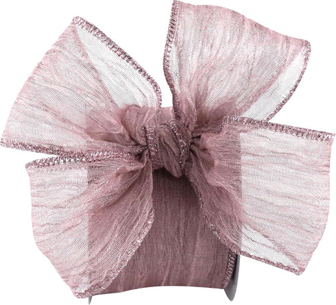 Dusty Rose Wired Ribbon 2.5 Inch x 10 Yard Metallic Dusty Pink Sheer Wired Ribbon Crinkle Wired Ribbon for Wreaths and Bows, Rustic Wedding, Gift ...