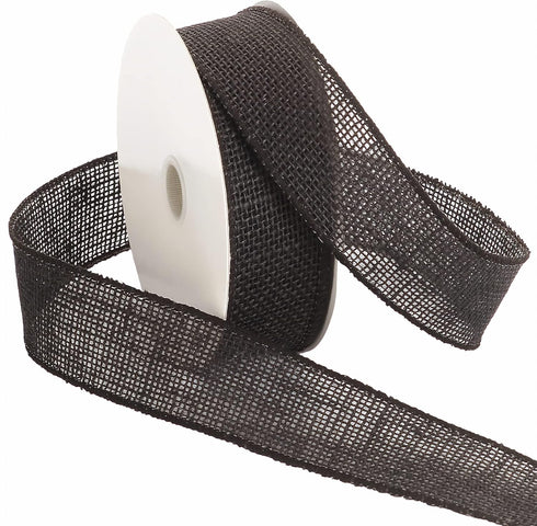 Morex Natural Burlap Wired Ribbon for Decorations, Holidays, Parties, Home and Outdoor Decor, 1.5" x 10 Yd, Black...