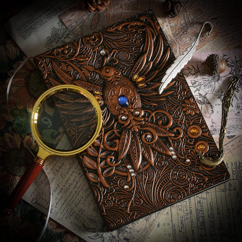 Unlined Journal - Phoenix Bronze 3D-Embossed Art Pattern Hardcover Notebook Gift, A5 Blank Sketchbook Notepad with 2 Bookmarks, 8.4" x 5.7" (100 S...