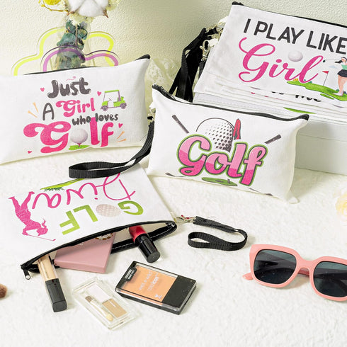 R HORSE 9Pcs Golf Makeup Bag Gifts for Women Girls, Ladies Golf Cosmetic Bags Golf Accessories Canvas Toiletry Bag Makeup Pouch Organizer Women Go...