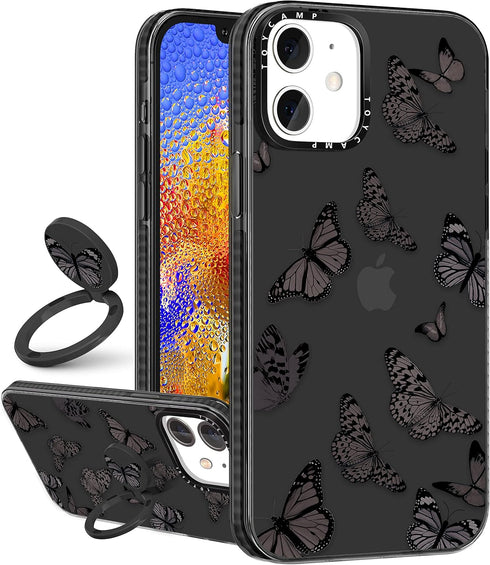 Toycamp for iPhone 11 Case for Women, Purple Butterfly Cute Animal Girly Print Design for Girls Teens Case with Ring Kickstand Cover for iPhone 11...