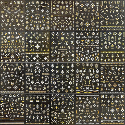 20 Sheets Nail Art Stickers Gold Nail Decals Metallic 3D Self Adhesive Flower Diamond Designs Luxury Nail Stickers Supplies for Women Nail Manicur...