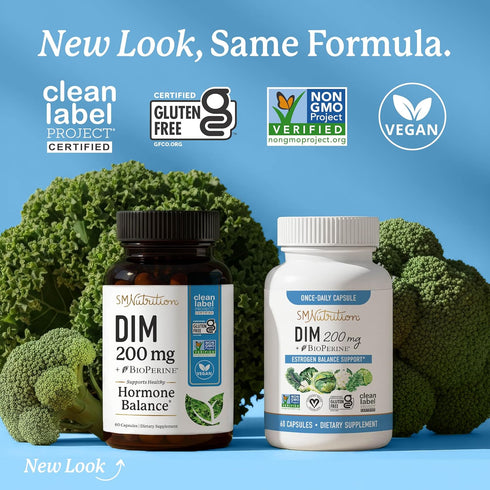 DIM Supplement 200 mg | Estrogen Balance for Women & Men | Hormonal Acne, Hormone Balance, Menopause & Antioxidant Support | Clean Label Project C...