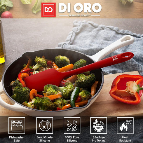 di Oro Living Silicone Spatula Set - 3-piece 600F Heat-Resistant Baking Spoon & Spatulas - Ergonomic Easy-to-Clean Seamless One-Piece Design - Pro...