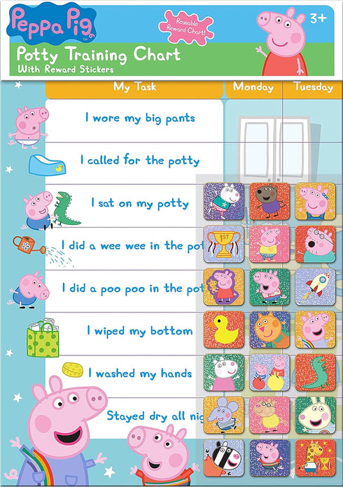 01.70.30.022 Peppa Pig Potty and Toilet Training Reward Chart and 56 Sparkly Stickers, Pink...