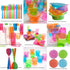 Party Essentials 10 Count Hard Plastic Square Twist Salad/Snack Bowls, 12-Ounce, Assorted Neon...