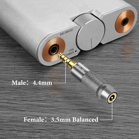 Geekria 4.4mm Male to 3.5mm Balanced Female Headphones Adapter for 3.5mm 4-Pole Cable Connected to Balanced 4.4mm Player Device, Aluminum Alloy Co...