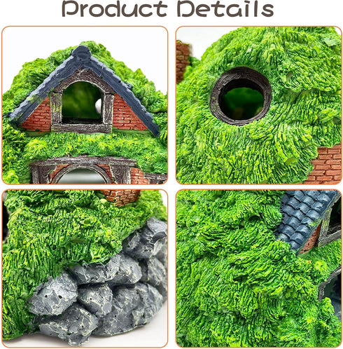 Tfwadmx Aquarium Decoration Hobbit House Resin Betta Hideout Cave Small Aquarium Decor Hollow Hole Shelter Fish Tank Hut Ornaments Mini Garden Lan...
