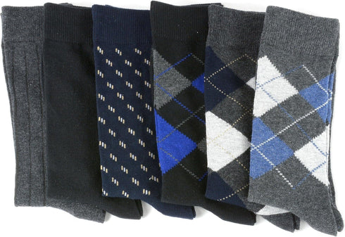 Alpine Swiss Mens Dress Socks 6 Pair Crew Sock Cotton Dress Socks for Men Solid Ribbed Argyle Pattern Multicolor Fun Designs...
