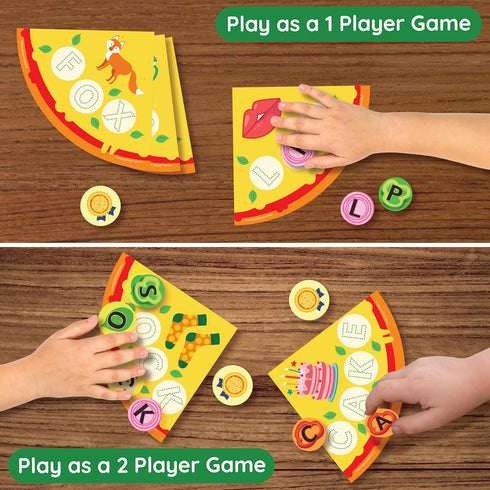 Word Pizza - Word Building Game Ages 4-6 with 150 Alphabet Tokens & 100 Words, Preschool Kindergarten Learning Activities, Homeschool Classroom Ph...