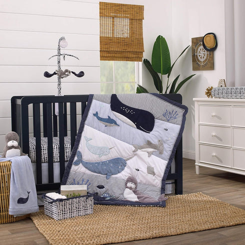 NoJo Seas The Day Multi Sea Animals Blue and White 100% Cotton Photo Op Fitted Crib Sheet...