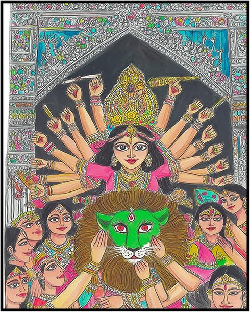 Posterizer 1 pcs-intricate colorful art-Goddess Durga-Hindu mythology 4-Religious Posters Gift For Buddhism Meditation philosophy Fans- unframed w...