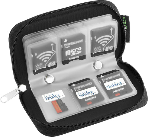 Eco-Fused Memory Card Case - Fits up to 22x SD, SDHC, Micro SD, Mini SD and 4X CF - Holder with 22 Slots...