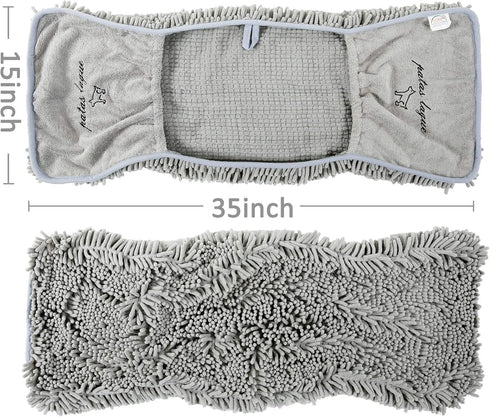 Patas Lague Absorbent Dog Towel, Extra Large 35''x15'' Quick Drying Dog Bath Towel with Hand Pockets, Microfiber Shammy Pet Towel for Dog and Cat,...