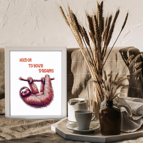 Posterizer 1 pcs-hold on to your dreams-cute sloth-Kids Room Art-Motivational & Inspirational Art-decor for nursery toddlers kids room- UNFRAMED W...