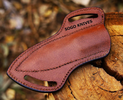 Leather Knife Sheath For Belt, Slanted Pancake Sheath, Tooled Leather Sheath, Beautiful Cow Boy 4 to 6 inches Skinner Knife Leather Cover 100% Rea...