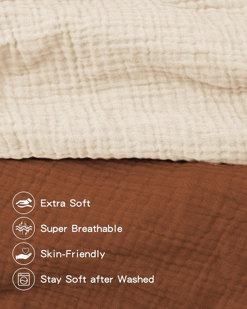 Pro Goleem Muslin Changing Pad Cover for Boys and Girls, Soft Breathable Fitted Cotton Diaper Changing Table Pad Sheets, Neutral, 2 Pack (Brown?Be...