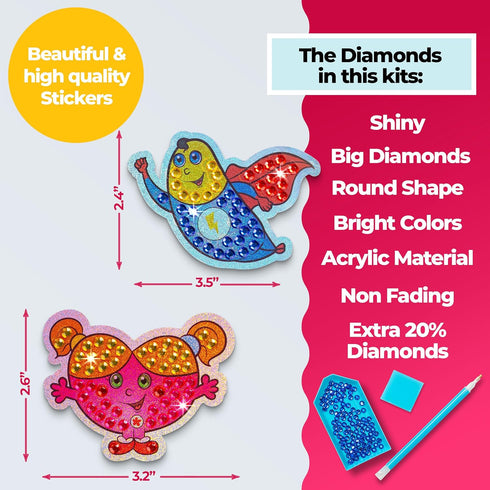 Halmolife Big Gem Diamond Painting Kits -Stickers, keychain & Suncatcher DIY Kit - Diamond Art for kids - Arts and Crafts for Girls and Boys Ages ...