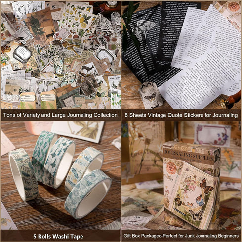 JOYCHOIC Vintage Scrapbook Kit for Beginners, Scrapbooking Material Junk Journal Supplies, Journaling Paper Aesthetic Stickers Ephemera, Arts Craf...
