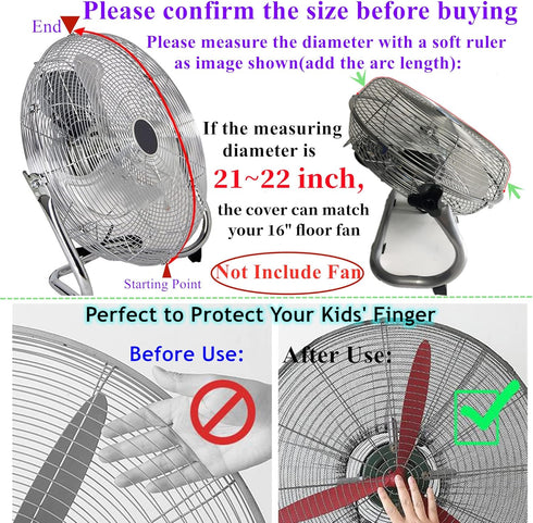 Fan Cover for 16 Inch High Velocity Floor Fan,16" Air Circulator Fan Dustproof Net Mesh Cover,Children Finger Safety Protection Covers for 16 in T...