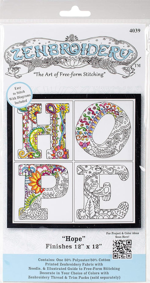 Design Works Crafts Hope Zenbroidery Kit, 12" x 12", Various......