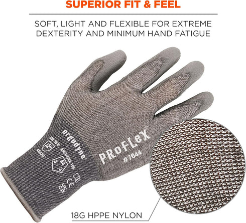 Ergodyne unisex adult ANSI A4 PU Coated CR Gloves, Gray, Extra Large US...