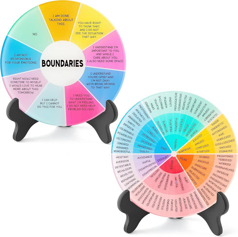 2PCS Things I Can Control Therapy Office Desk Decor Acrylic Feelings Wheel with Base Therapy Office Mental Health Decor Social Worker Office Emoti...