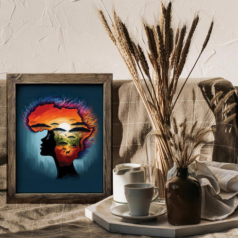 Posterizer 1 pcs-Abstract African Sunset Landscape & woman-Afro-American Art Collection-Inspirational Women's Art-Gifts for Women- UNFRAMED Wall A...