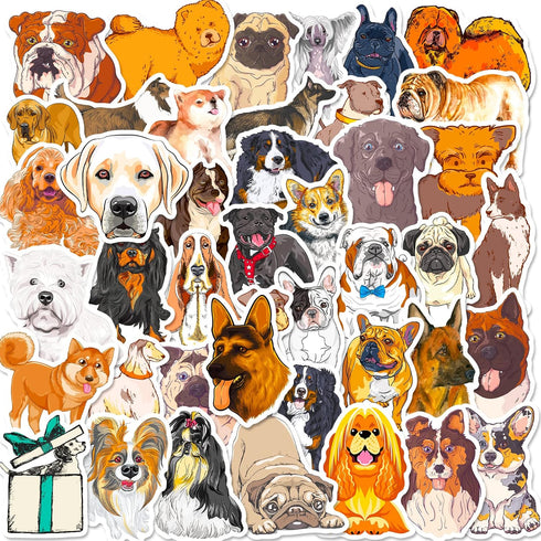 50Pcs Cute Dog Stickers Pack, Waterproof Vinyl Puppy Stickers for Water Bottle, Laptop, Suitcase, Bicycle, Notebooks, Diary, Scrapbooking, Kawaii ...