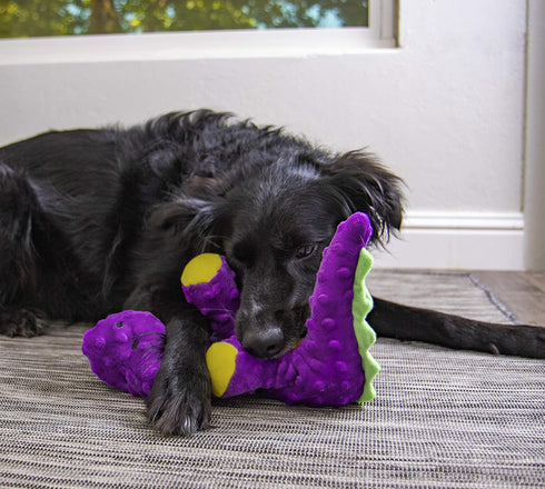 goDog Dinos Bruto Squeaky Plush Dog Toy, Chew Guard Technology - Purple, Large...