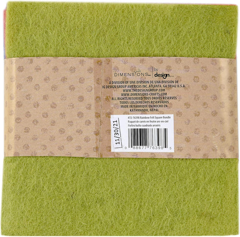 Wilton Feltworks Craft Squares, Rainbow Colors,, 6" x 6" Each (72-76398)...