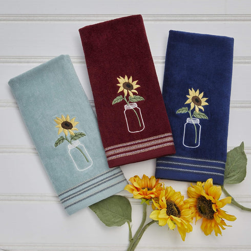 SKL Home by Saturday Knight Ltd. Sunflower In Jar 2 Pc Hand Towel Set, Wine...