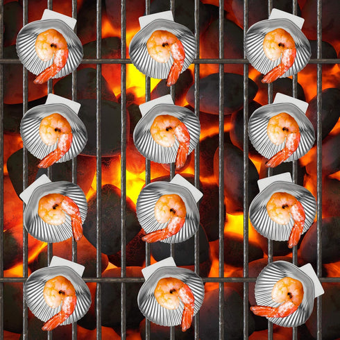 Outset Grillable Shells, All Purpose Grillable Stainless Steel Sea Shells, Set of 12...