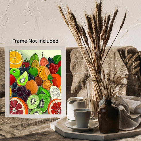 Posterizer 1 pcs-colorful healthy fruits retro drawing style design poster 4-Kitchen & Bar Art-Retro Art- Art for Cafe, Restaurant, Coffee Bar - u...