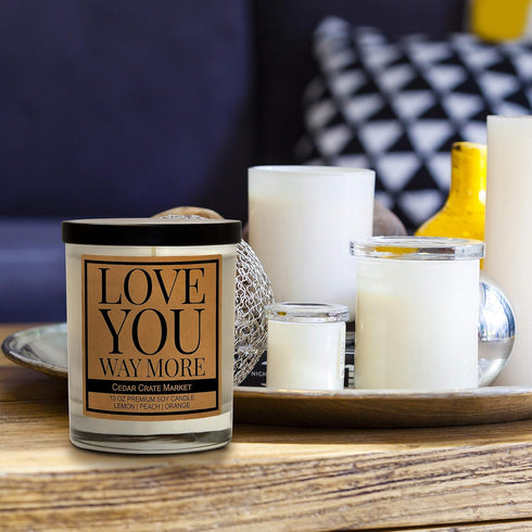 Love You Way More, Kraft Label Scented 100% Soy Candle, Lemon, Peach, Orange...