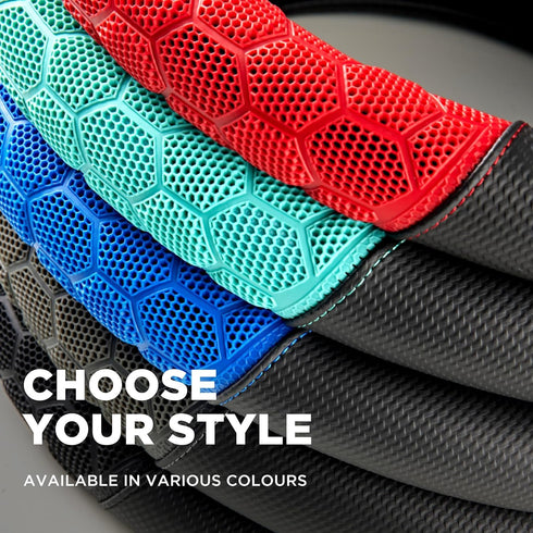PIC AUTO Massage Steering Wheel Cover, Breathable Black Football Pattern Material Spliced Leather Car Wheel Protector, Car Interior Accessories, U...