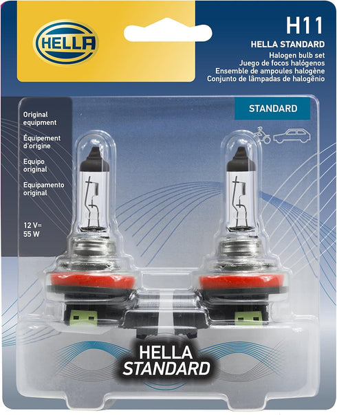 HELLA H11TB Twin Blister Standard Halogen Bulb, 12 V, 55W, 2 Pack...