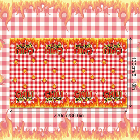 3Pcs Chili Cook Off Tablecloth Party Decorations,87x51In Plastic Chili Tablecloths Table Covers for Mexican Chili Buffet Baby Shower Party Holiday...
