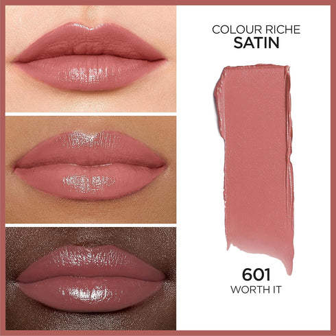 L’Oréal Paris Colour Riche Satin Lipstick for Moisturized Lips,Lip Makeup with Argan Oil and Vitamin E,Worth It,0.13 Oz...