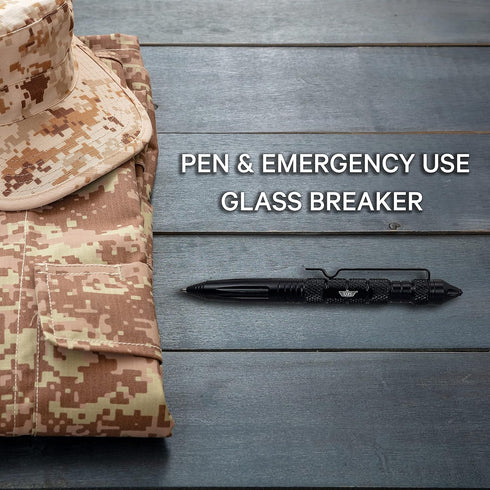 Uzi Tactical Pen with CuffKey in the Cap, Refillable Ultra Durable Aircraft Aluminum Ballpoint Pen Writing Tactical Pen Self Survivor Pen (Black)...