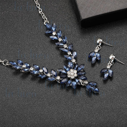 la luen 3pcs Crystal Zircon Wedding Jewelry Sets for Brides, Rhinestone Flower Necklace Dangle Earrings Brooch for Women Teen Girls Wife Party Pro...