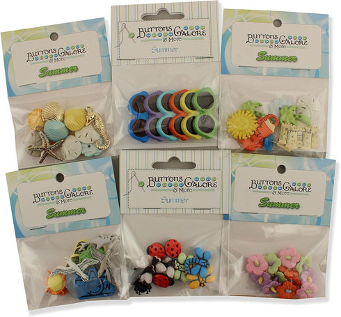 Buttons Galore Summer Button Theme Packs-Set of 6...