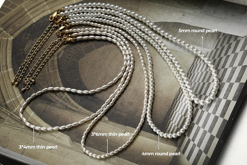 Round White Simulated Shell Pearl Necklace Strand | Pearl Choker Necklace | Jewelry for Women Mother...