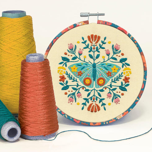 Dimensions Floral Moth Needlepoint Embroidery Kit for Adults, 6" D, Multicolor 5 Piece...