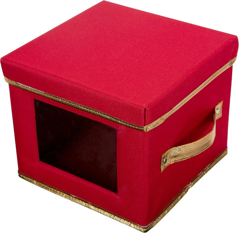 Simplify Holiday Salad Plate Dinnerware Storage Box | 9.45 Inch | Christmas China | 12 Felt Dividers | Tableware Setting | Red...