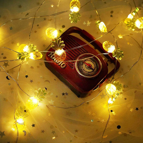 40 LED Pineapple String Lights, 8 Modes Pineapple Fairy Lights Battery Operated Without Remote Control for Wedding, Party, Festival, Indoor, Outdo...