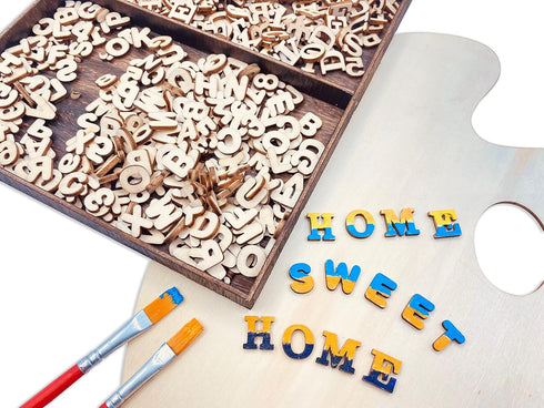Cregugua 592 Pieces 1/2 Inch Mini Wooden Alphabet Letters and Unfinished Wood Numbers with Rustic Storage Tray for Scrapbooking DIY Crafts Homemad...