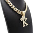 Hip Hop Alphabet Initial K Pendant & 12mm 18" Full Iced Box Lock Cuban Chain Necklace...