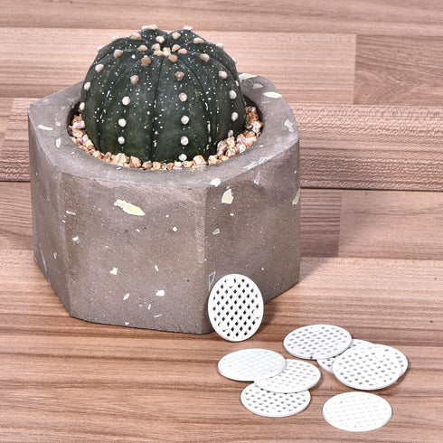MECCANIXITY Flower Pot Hole Mesh Pad 1 Inch Bonsai Plant Bottom Round Plastic Soil Grid Screen Mat, White Pack of 50...