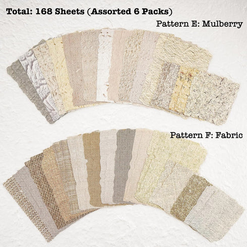 168 Sheets Scrapbook Paper and Embossed Textured Paper Assorted Set - 6 Pack Mixed Special Paper for Scrapbooking Planner Bullet Junk Journal Supp...